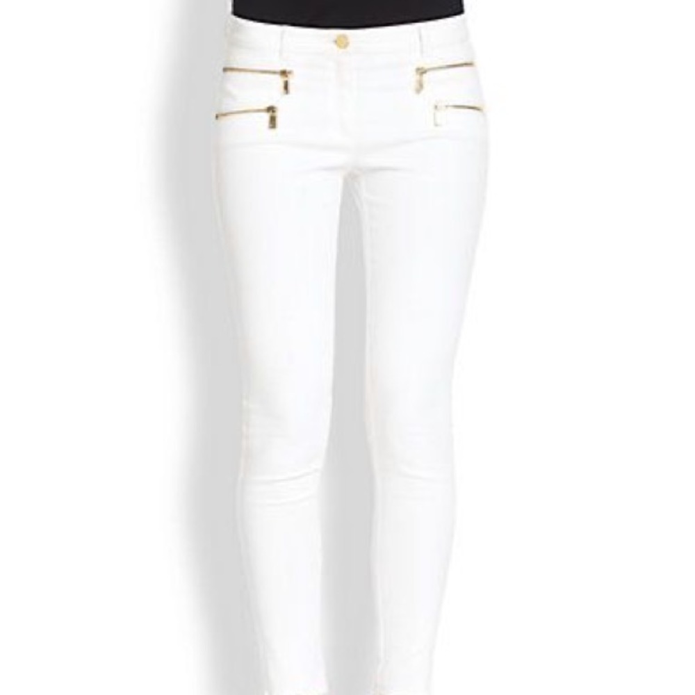 Stylish white high rise skinny jeans